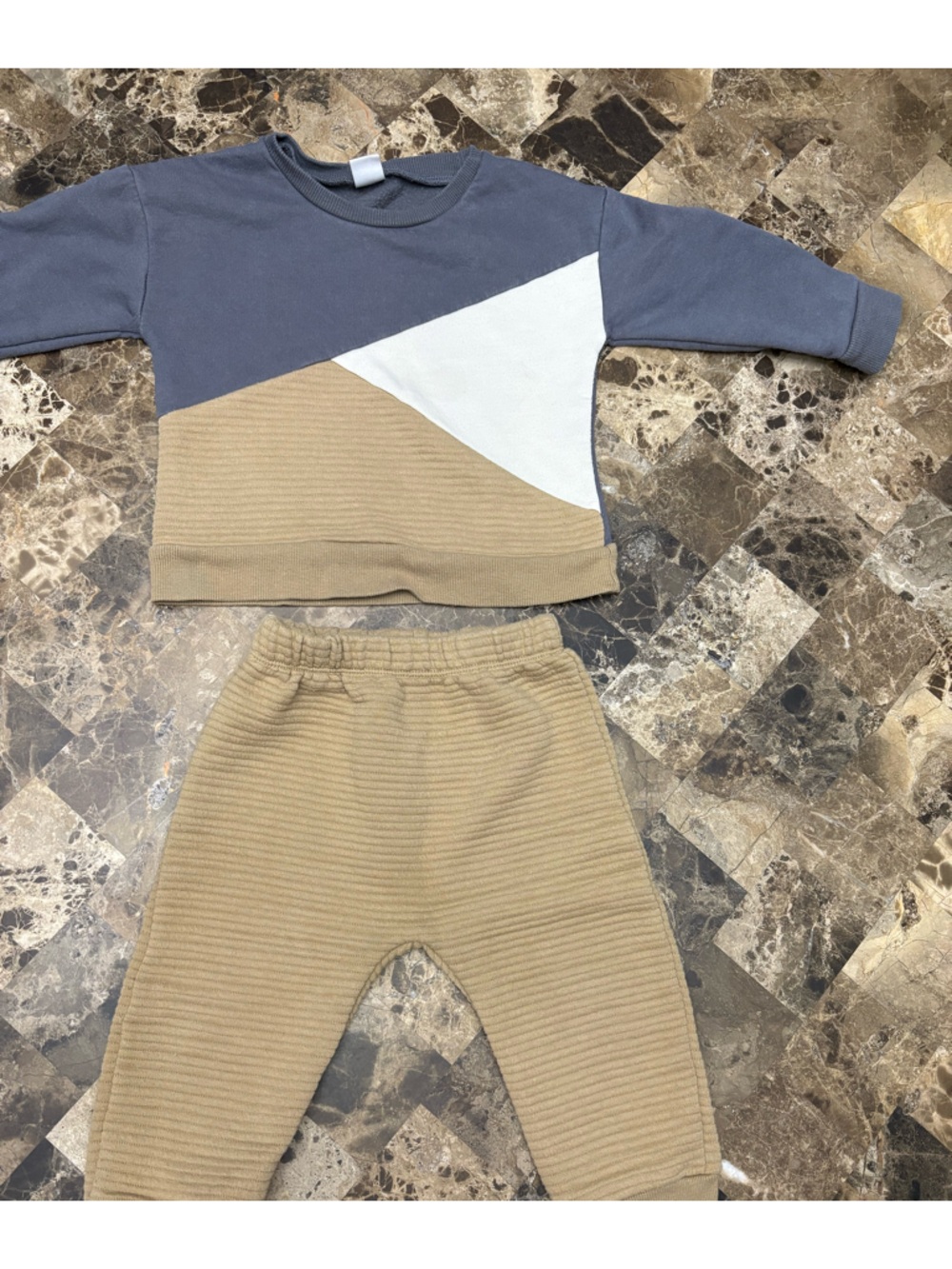 PL baby Kids matching set Ribbed Tan Jogger Pants 18 months